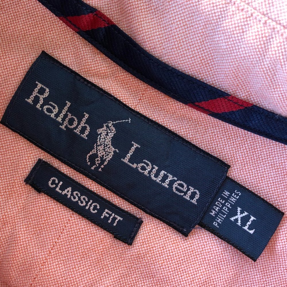 POLO Ralph Lauren Peach Cotton OCBD with Silk Repp Detail - XL